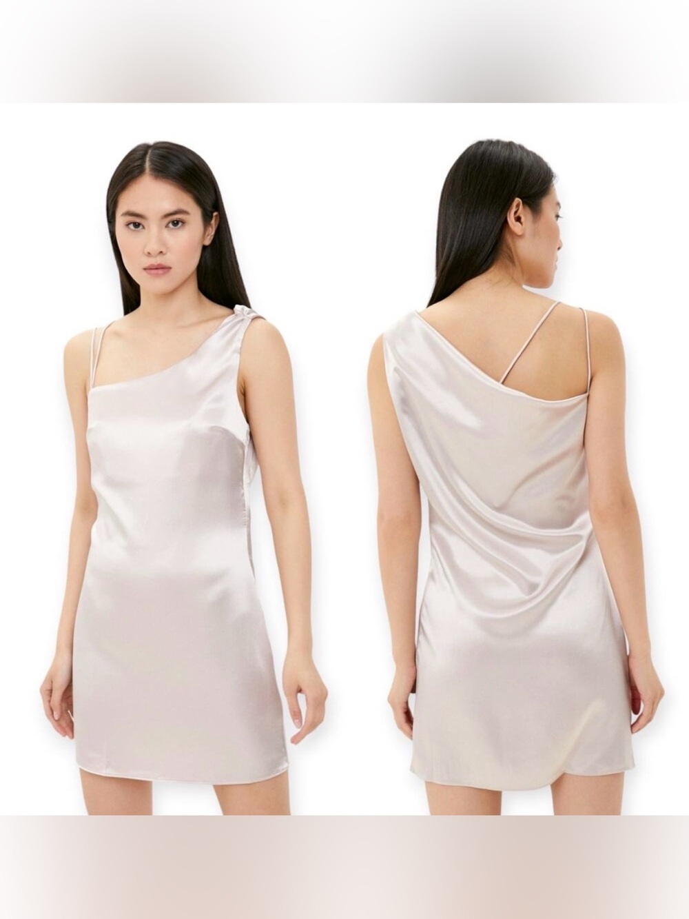 Topshop Blush Satin One Shoulder Mini Slip Dress Size 4